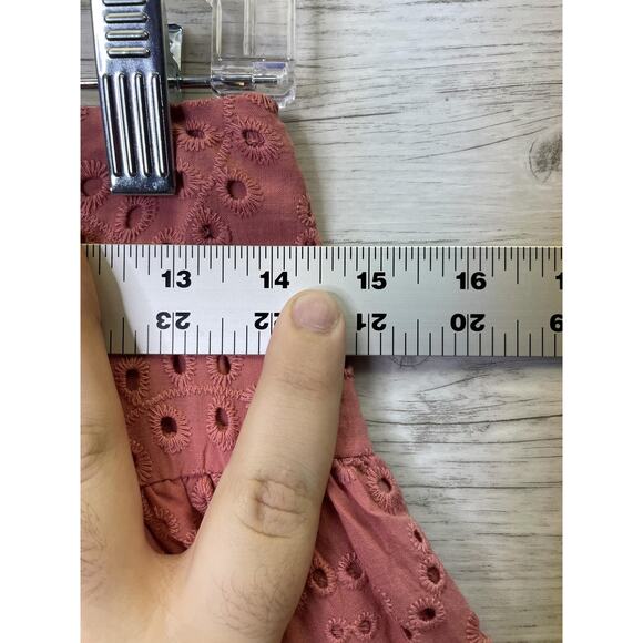 Express Skirt Womens 2 Pink Eyelet Ruffle Tiered Lined Mini Summer Boho Cotton - Picture 3 of 10